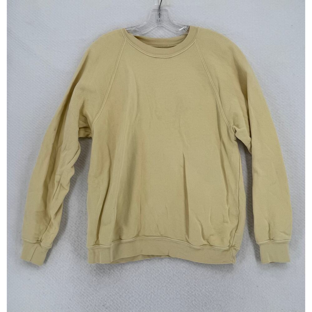Les Tien Womens Yellow Knit Cotton Crew Long Sleeve Pullover Sweatshirt Sz S
